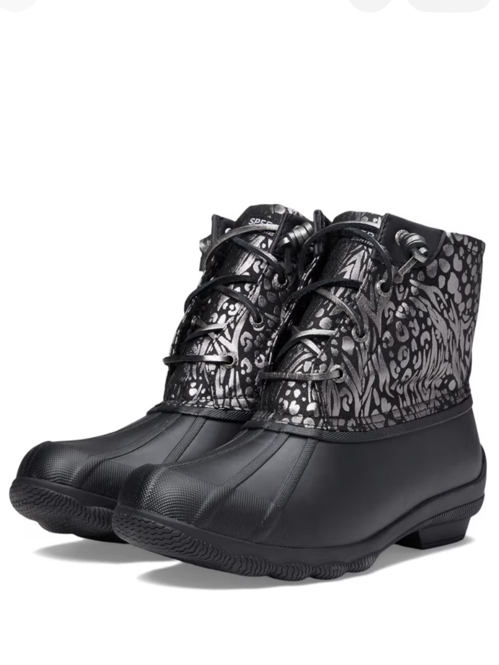 NWOB Sperry Syren Gulf Duck Boots in Metallic Animal Print